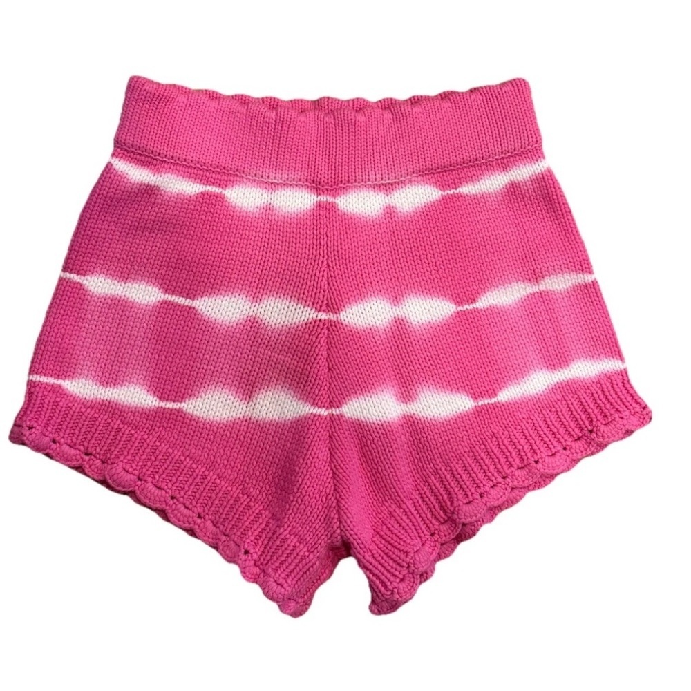 Love Shack Fancy NWT Pink Tie Dye Knit Shorts Scallop Hem High Waist M - Picture 2 of 5